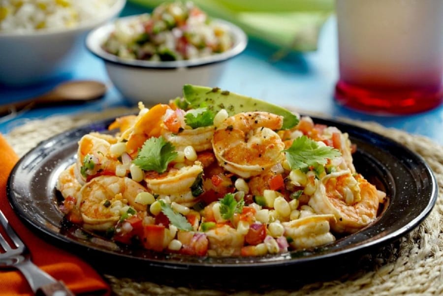 Camarones con Pico de Gallo