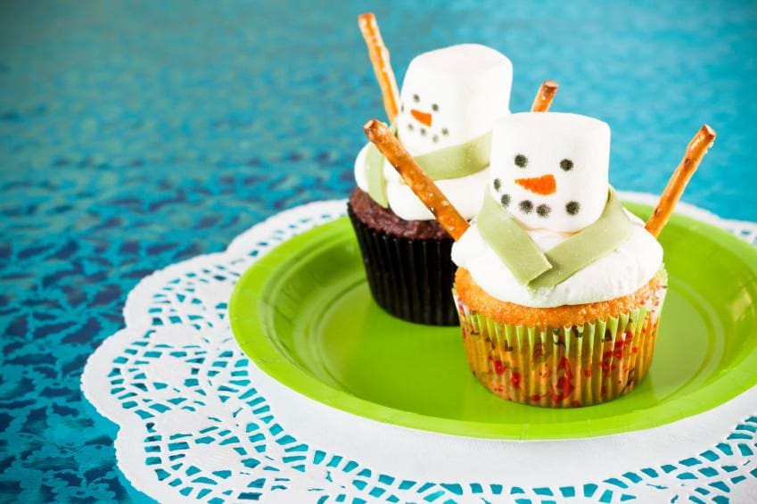 Cupcakes de Muñeco de Nieve