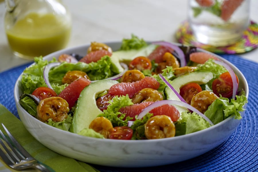 Ensalada de Camarones Picosos con Toronja