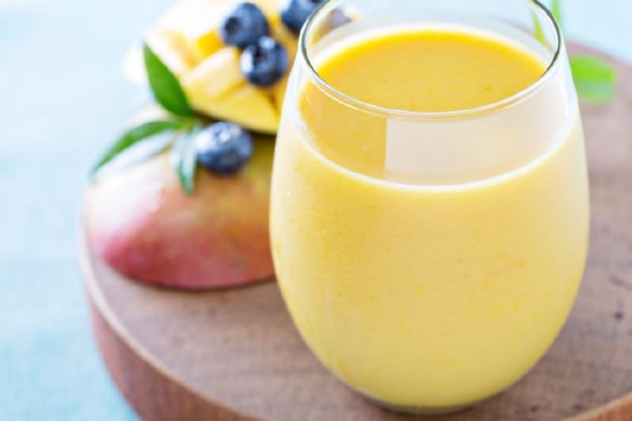 Leche de Soya con Mango y Durazno