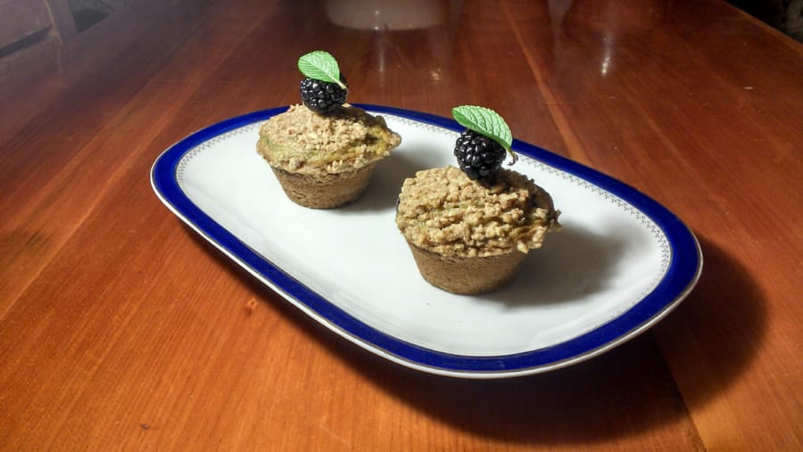 Muffins de Zarzamoras y Nuez con Crumble