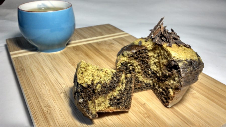 Muffins Marmoleados de Té Verde y Chocolate