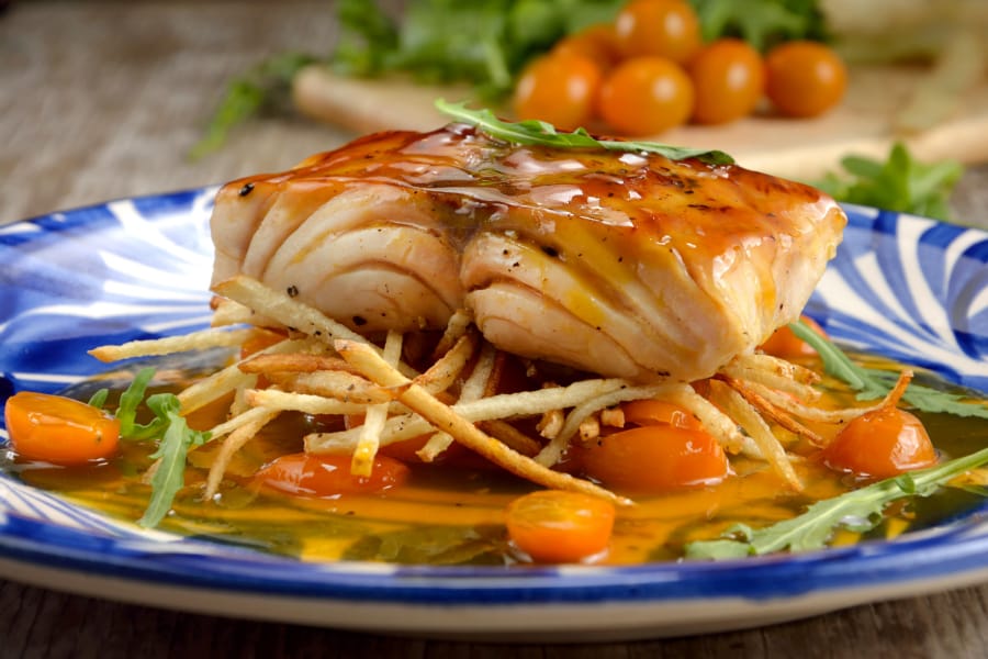 Postas de Pescado en salsa Agridulce de Mango