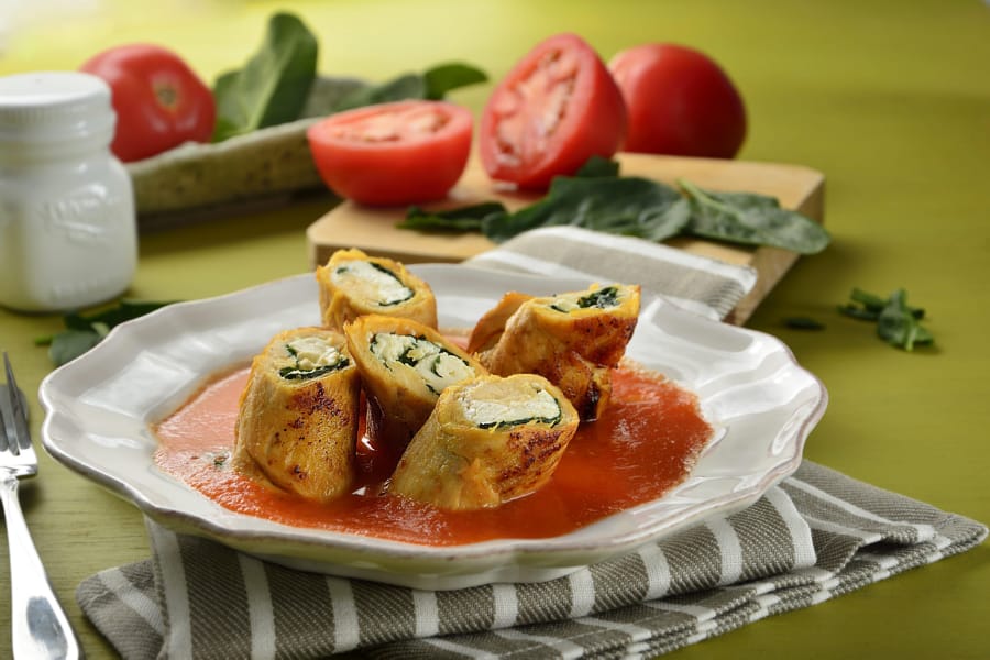 Rollitos rellenos de Espinaca y Requesón