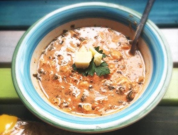 Sopa Cremosa de Espinaca y Pollo