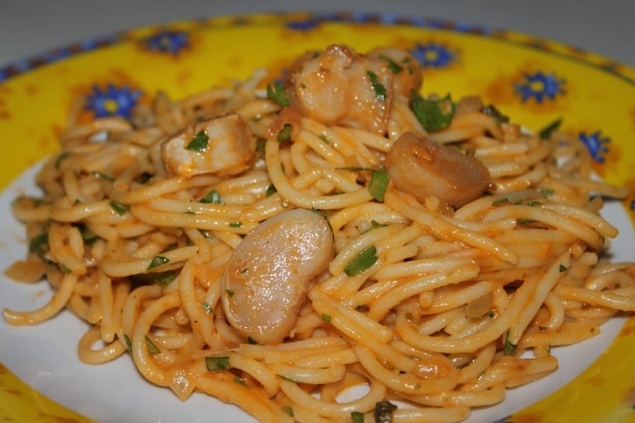 Spaguetti con Callo de Hacha - Scallops Spaguetti