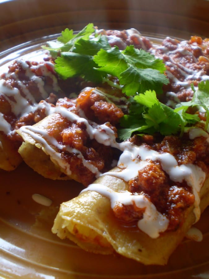 Tacos en Salsa de Chorizo
