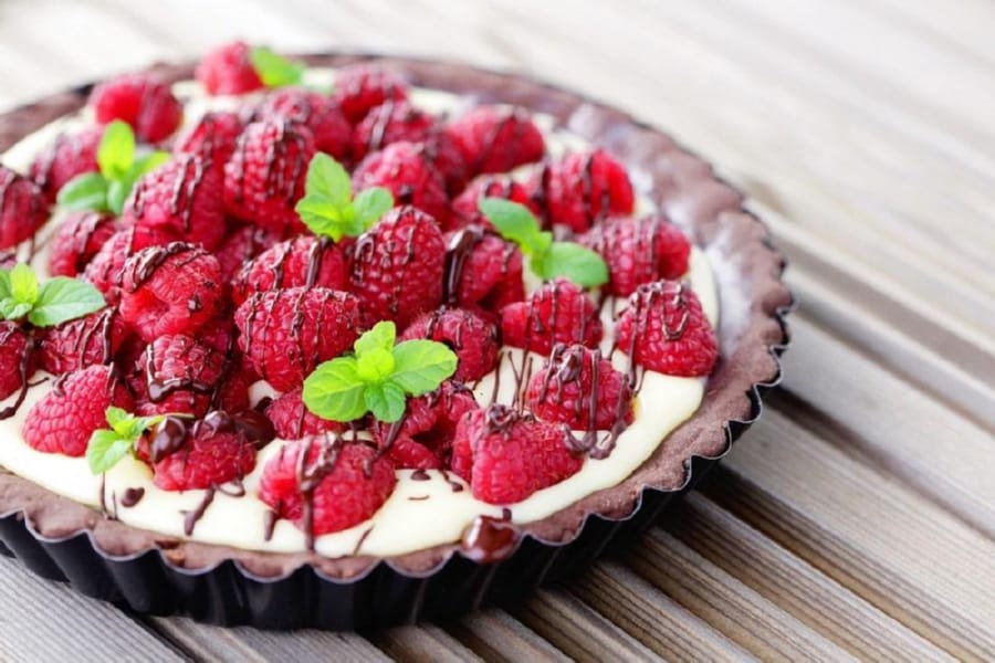 Tarta de Frambuesas y Chocolate Blanco